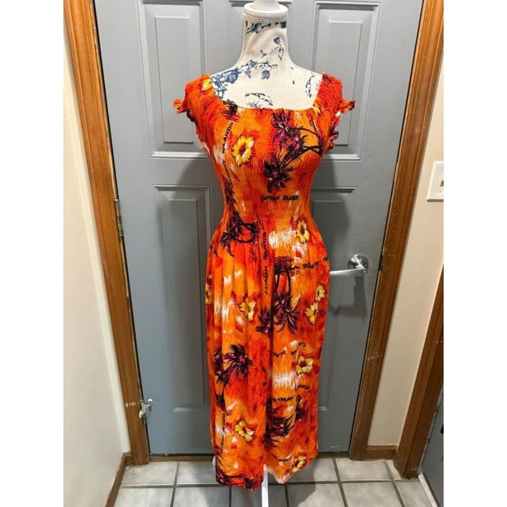 Orange tropical dress Cayman Islands - Picture 2 of 12